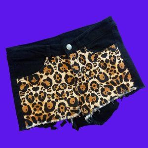 Urban Outfitters Leopard Animal Print Jean Shorts